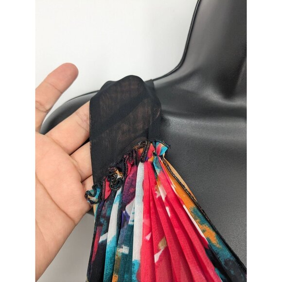 Abstract Pleated Asymmetrical Dress Colorful Art Print Flowy Boho Resort Size 6 - Picture 7 of 14